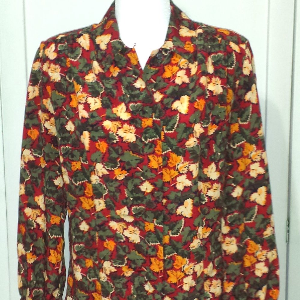 VINTAGE Evan Picone Leaves Blouse